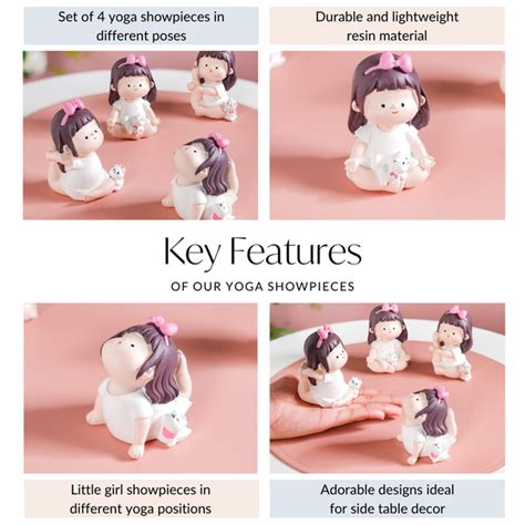 Kawaii Little Girl Yoga Showpiece Set Of 4 Online - Premium Decor ...