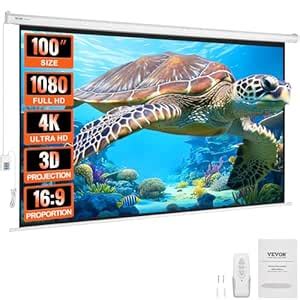 VEVOR Motorized Projector Screen 100 inch, 16:9 4K 1080 HD Automatic ...