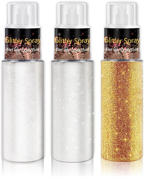AWCCXMYM 3Pcs Body Glitter Spray Shimmer Face Body Hair Eye Clothes ...