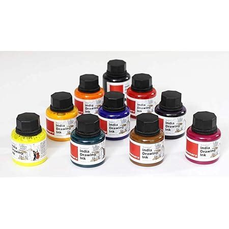 Isomars India Waterproof Drawing Ink Set of 10 - Colours - Professional ...
