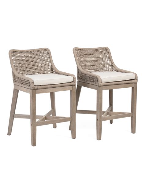 Set Of 2 Indoor Outdoor Grid Weave Rope Counter Stools | Kitchen & Dining Room | T.J.Maxx ...
