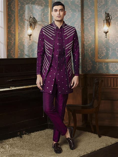 Royal Wine Hue Embroidered Indo Western set – Suvidha Fashion