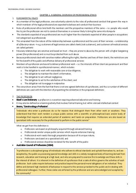 Professional Ethics - ATP Revision - CHAPTER 1: A GENERAL OVERVIEW OF ...
