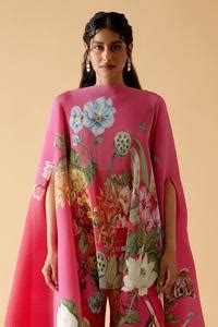 Buy Pink Crepe, Satin Boat Neck Twilight Camouflage Kaftan With Pant ...