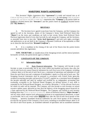 Investors’ Rights Agreement - Blank Fillable Template | Fill Out, Print ...