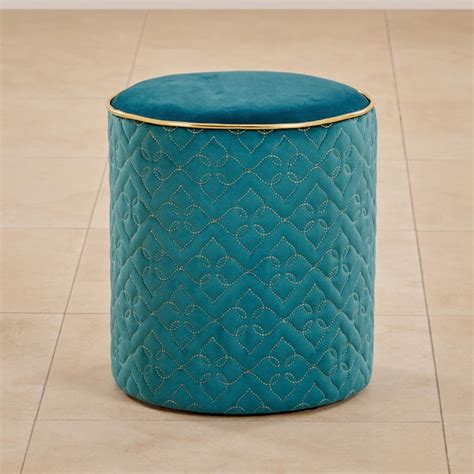 Buy Maya Osheen Fabric Pouffe - Teal from Home Centre at just INR 1995.0