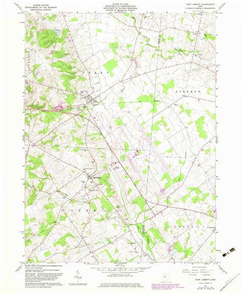 Classic USGS East Liberty Ohio 7.5'x7.5' Topo Map – MyTopo Map Store