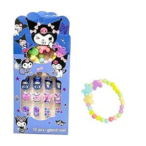 Buy Apeak Girls Press On Nails for Kids – 12 Pcs Cute Cartoon ...