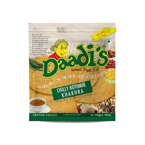Daadi's Chilly Kothmir Khakhra, 180g : Amazon.in: Grocery & Gourmet Foods