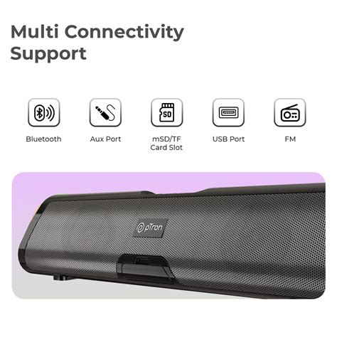 pTron Fusion Boom 20W Bluetooth v5.3 Soundbar (Black) - pTron India
