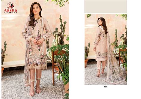 AASHA DESIGNER DESIGN NO - 1009 PURE COTTON PRINT HEAVY EMBROIDERED ...