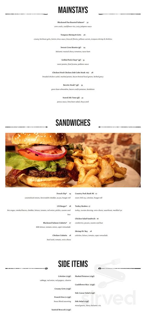 Century House menu in Woodstock, Georgia, USA