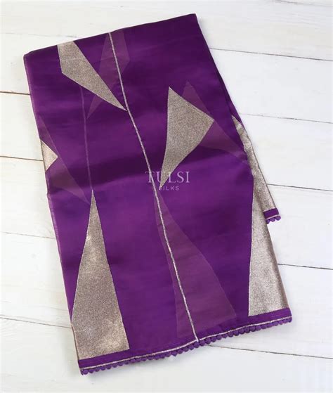 Buy Purple Kora Organza Embroidery Saree T644422