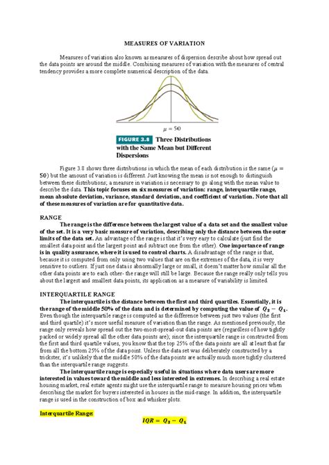 Measure-of-Variation - MEASURES OF VARIATION Measures of variation also known as measures of ...