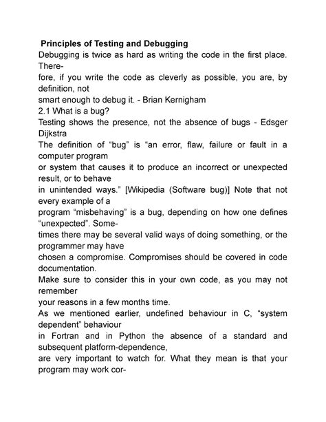 Principles of Testing and Debugging (software development) - Principles ...