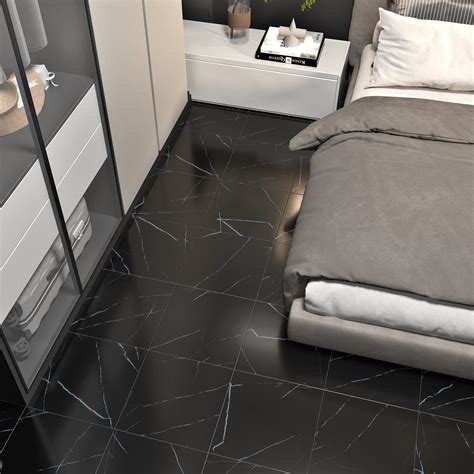 Snapklik.com : 5 Pcs Black Marble Vinyl Floor Tile Peel And Stick ...