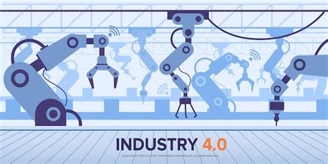 Industry 4.0 banner with intelligence technology with robotic arm ...