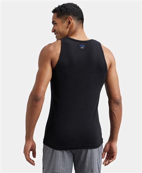Buy Super Combed Cotton Rib Round Neck Sleeveless Vest - Black & Neon ...