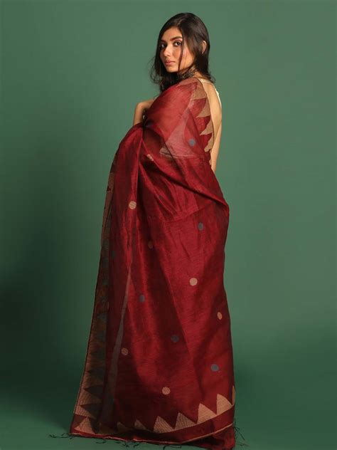 MAROON CHEER (HANDLOOM COTTON BLEND SAREE)
