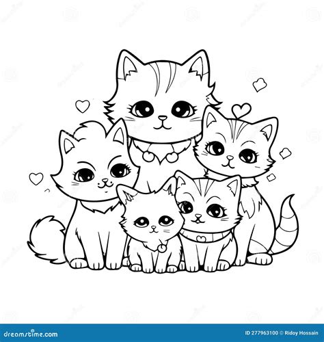 Cat Family Coloring Pages Coloring Page Outline Of Cartoon Cat With