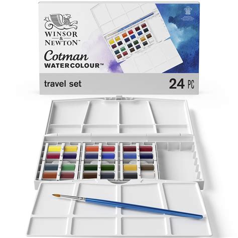 Buy Winsor & Newton Cotman Watercolor Paint Set, Studio Set, 24 Half ...