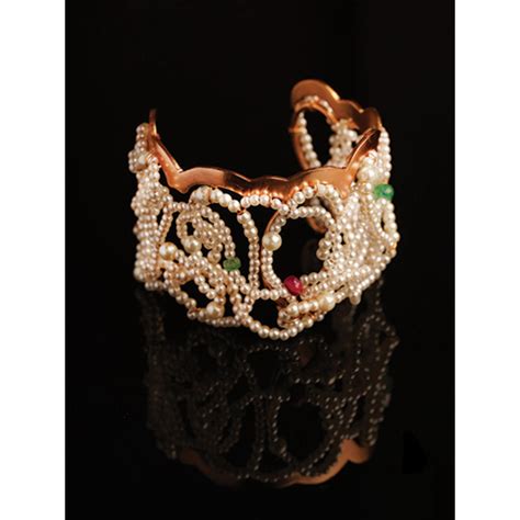 Buy Suhani Pittie Pearl Cloud And Gemstone Gold Plated Cuff Online