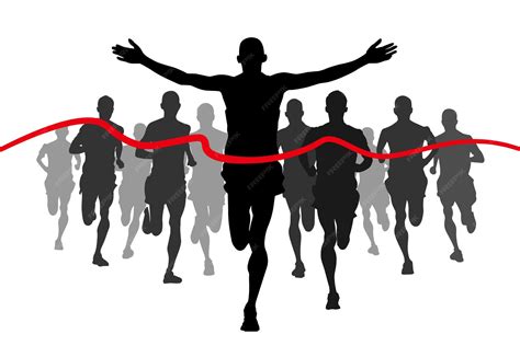 Runner running a marathon runner wins athletics athlete competing silhouette | Premium Vector
