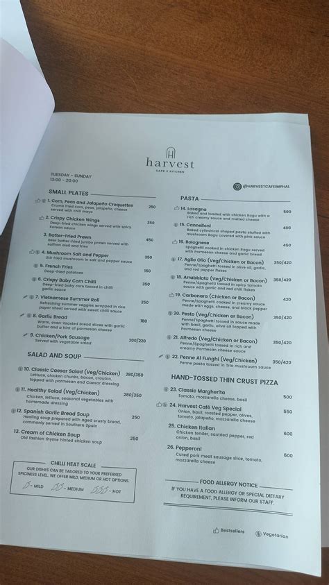 Menu at Harvest Cafe x Kitchen, Ghari