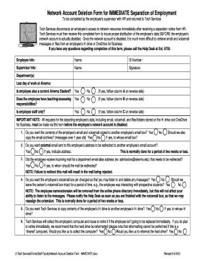 Fillable Online alverno Network Account Deletion Form for IMMEDIATE ...