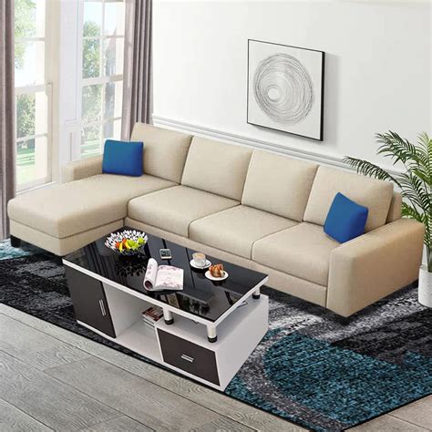 Mintcasa Rosendro 5 Seater Fabric LHS L Shape Sofa Set (Cream) : Amazon ...