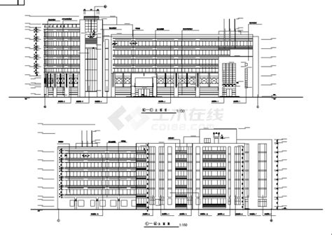 2412平方米四层办公楼建筑设计施工cad图纸，共十一张_办公建筑_土木在线