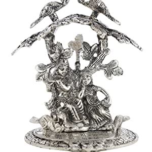 Buy INTERNATIONAL GIFT® Silver Radha Krishna Tree Idol Oxidized Finish ...