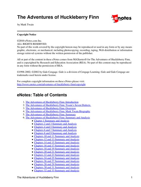Huckleberry Finn Summary