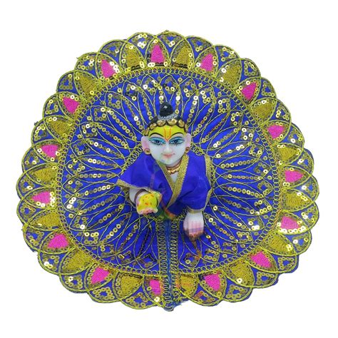 Border design embroidery work blue dress for Laddu Gopal ji – MyKanha.com