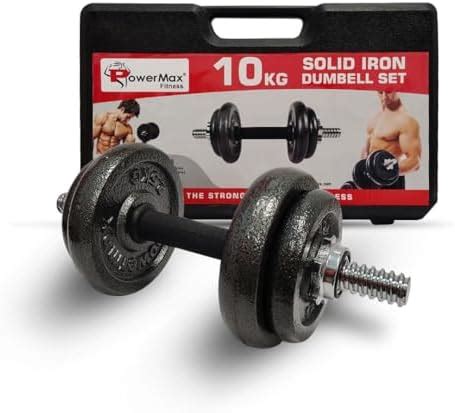 Buy PowerMax Fitness 10KG Adjustable Dumbbell, Solid Iron Plates ...