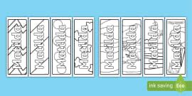 Ryland Name Simple Colouring Bookmarks (teacher made)