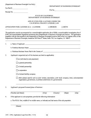 2013 CA DBO-CFL 1422 Long Form Fill Online, Printable, Fillable, Blank ...