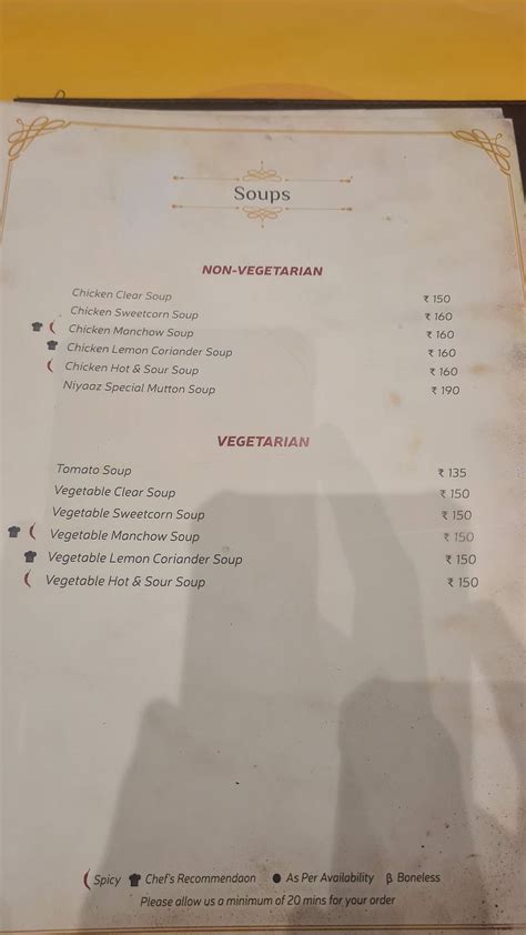 Menu at Niyaaz Restaurant (Kolhapur Branch), Kolhapur, 517 E - Ward ...