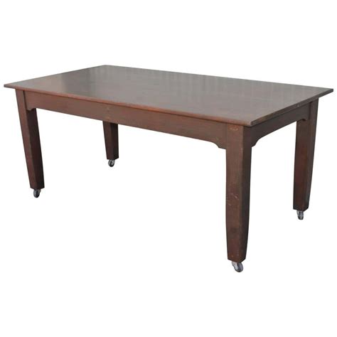 Work Table with Industrial Wheels For Sale at 1stDibs | industrial table with wheels, industrial ...