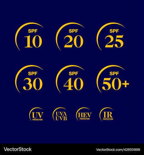 Spf sun protection factor icon set Royalty Free Vector Image