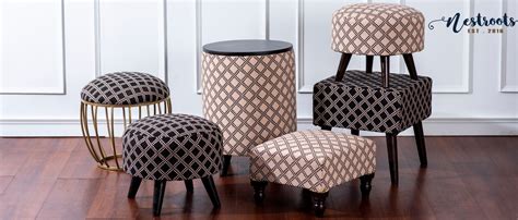 nestroots Set of 2 Ottoman Stools for Living Room Footstool for Sitting ...