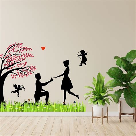 CVANU Love Couple & Tree Self-Adhesive Vinyl Wall Sticker for Wall ...