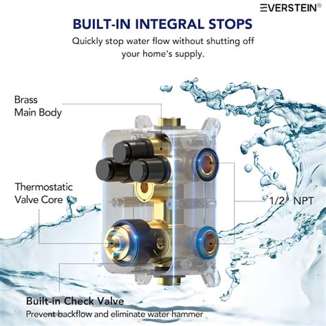 EVERSTEIN Family-Friendly 7-Spray Multiple Press 12 in. Wall Bar Shower ...