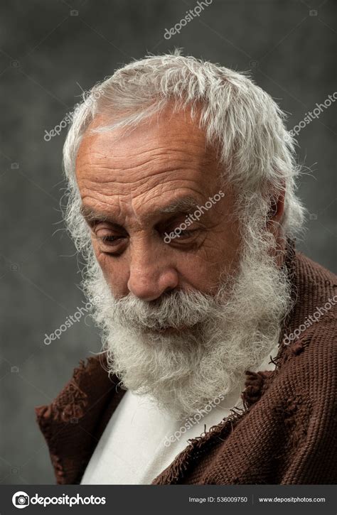 Old Bearded Man Portrait Looking Wearring Old Attirebible — Stock Photo ...
