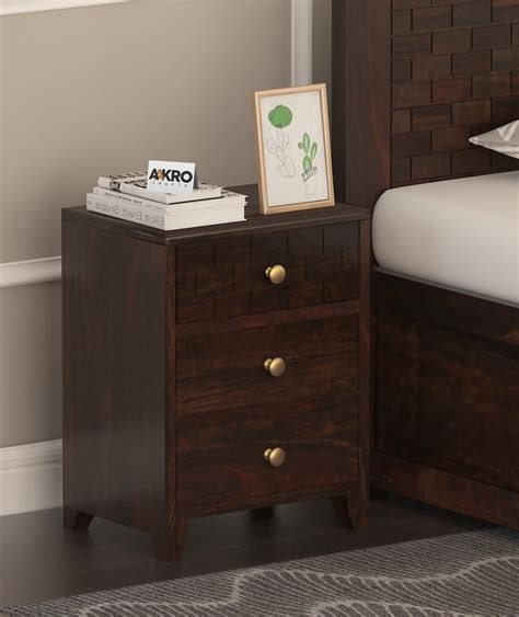 Tuscan Sheesham Wood Bedside Table with 3 Drawer Storage - Brick Desig ...