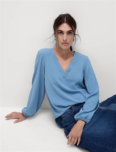 Buy V-Neck Popover Blouse at Marks & Spencer