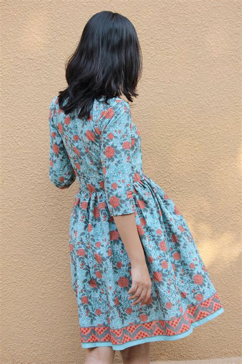 Blue Orchid Printed Dress - Mogra Designs