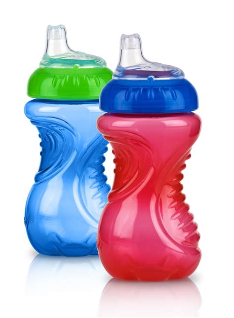 Buy Nuby 2 Piece No Spill Easy Grip Trainer Cup 10 oz, Blue/Red Online ...