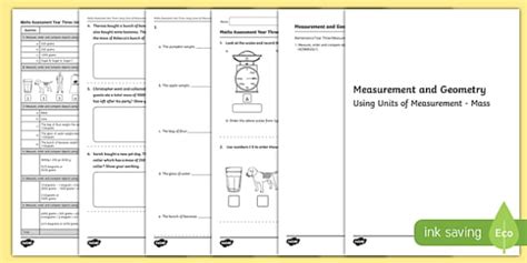Year 3 Measurement and Geometry Units of Measurement Mass Assessment