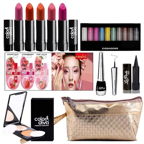 Adbeni Combo Makeup Set (10-Color Eyeshadow,Eyeliner, Lip Balm 3Pcs ...